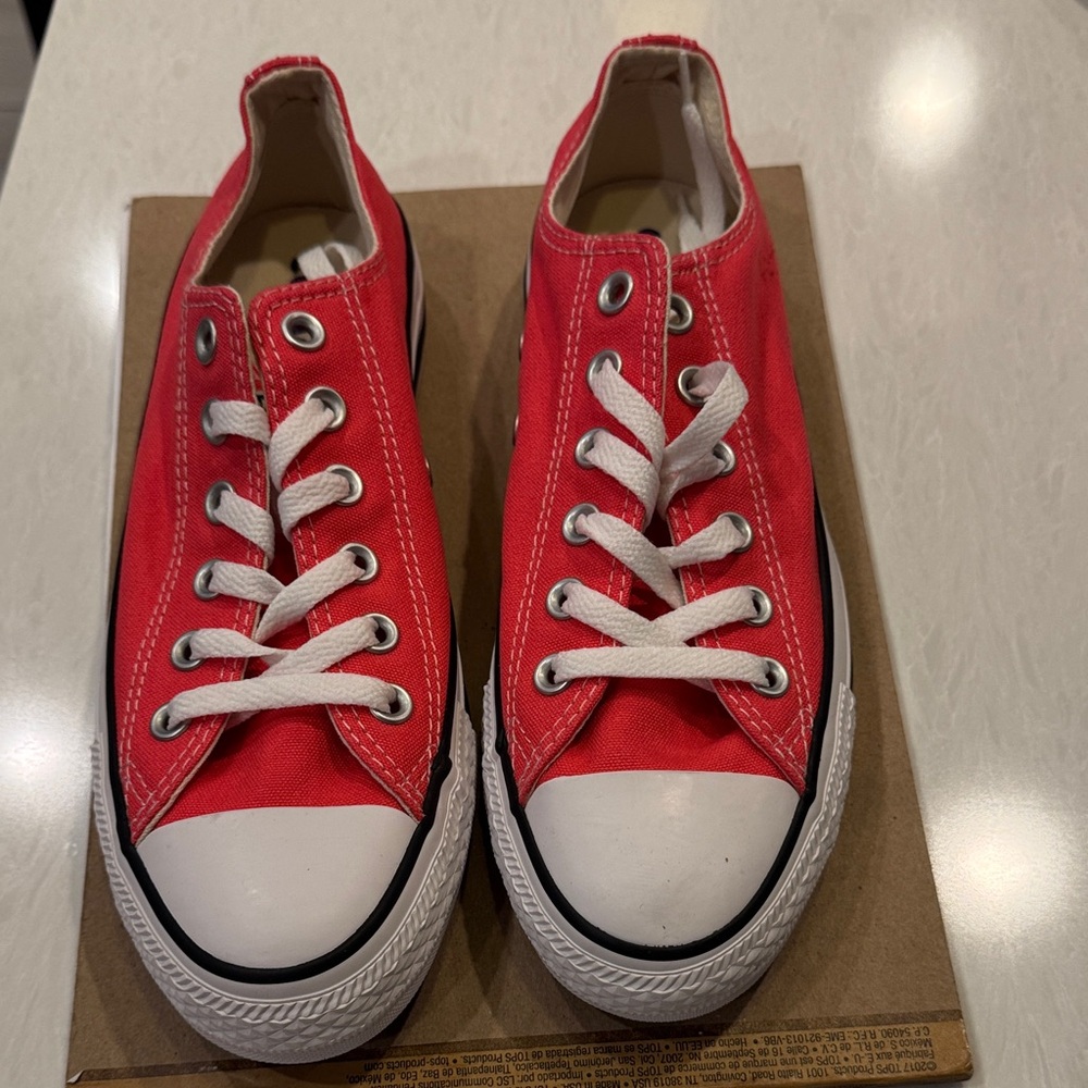 Converse Red Orange and White Sneakers